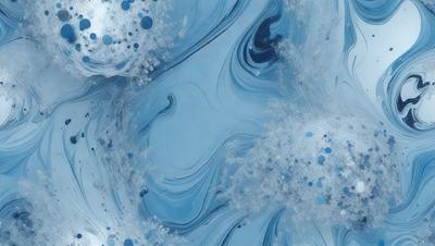 The primary subject of the image is a blue and white swirling pattern, which appears to be a digital art or illustration. The setting is a blue background, and the visual style is a mix of digital art and illustration. The dominant colors are blue and white, creating a calm and soothing atmosphere.