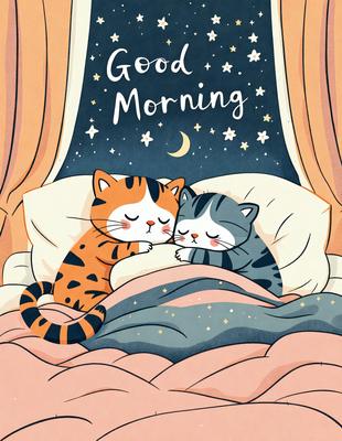 The image features two cats lying down together on a bed. They are positioned close to each other, with one cat on the left side and the other on the right side of the bed. The cats appear to be sleeping or resting comfortably. The bed occupies the majority of the image, with the cats being the main focus. The overall atmosphere is cozy and peaceful, as the cats enjoy each other's company in a relaxed environment.