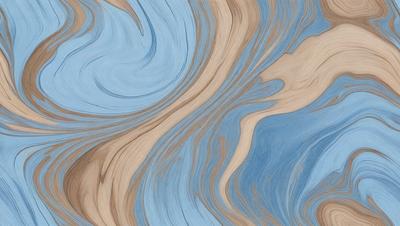The primary subject of the image is a blue and brown swirling pattern, which appears to be a painting or a digital artwork. The setting is a blue and brown background, creating a visually striking contrast. The visual style is a combination of painting and digital art, giving the image a unique and artistic appearance. The colors and mood of the image are predominantly blue and brown, with a sense of depth and movement, evoking a sense of fluidity and motion.