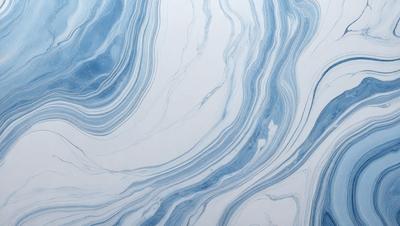 The primary subject of the image is a blue and white swirl pattern, which is the main object, scene, or focus of the image. The setting or background features a white surface, which provides a clean and minimalistic backdrop for the swirl pattern. The visual style of the image is a combination of photo and digital art, as it captures the intricate details of the swirl pattern while maintaining a modern and artistic appearance. The dominant colors in the image are blue and white, creating a sense of calmness and tran