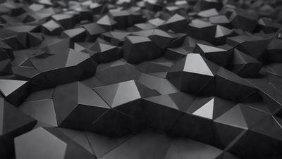 The primary subject of the image is a black and white pattern of geometric shapes, which are arranged in a dense and intricate manner. The setting is a black background, which contrasts with the shapes and adds a dramatic effect to the image. The visual style is a combination of digital art and illustration, creating a unique and captivating design. The colors and mood of the image are predominantly black and white, giving it a modern and minimalist appearance.