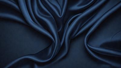 The primary subject of the image is a blue fabric, which appears to be a piece of cloth or a curtain. The setting is a dark background, which contrasts with the blue fabric. The visual style is a close-up of the blue fabric, showcasing its texture and details. The colors and mood of the image are predominantly blue, creating a calm and serene atmosphere.