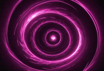 The primary subject of the image is a purple spiral, which appears to be a digital art or illustration. The spiral is set against a dark background, creating a striking contrast. The visual style of the image suggests that it is a creative and artistic representation of a spiral, possibly inspired by the concept of a black hole. The dominant colors in the image are purple and black, giving it a moody and dramatic atmosphere.