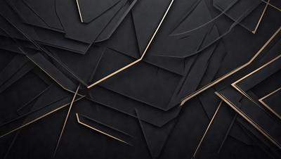 The primary subject of the image is a black and gold artwork, possibly a painting or a digital art piece. The setting is a black background, which contrasts with the gold and black artwork. The visual style appears to be a combination of digital art and illustration, creating a unique and intriguing design. The colors and mood of the artwork are predominantly black and gold, giving it a sophisticated and elegant appearance.
