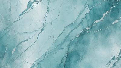 The primary subject of the image is a blue marble wall with a water-like texture. The setting is a bathroom, and the visual style is a painting. The dominant colors are blue and white, creating a calm and soothing atmosphere.