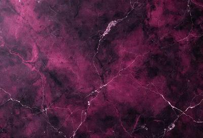 The primary subject of the image is a close-up of a marbled wall with a purple hue. The setting is a room with a purple background, which adds to the overall mood of the scene. The visual style of the image is a close-up of the marbled wall, showcasing its texture and pattern. The colors and mood of the image are predominantly purple, creating a calm and serene atmosphere.