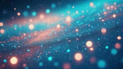 The primary subject of the image is a blue background with a pattern of bright, colorful dots. The setting appears to be a space or a celestial environment, as the dots are scattered throughout the background. The visual style of the image is a combination of digital art and illustration, creating a vibrant and lively atmosphere. The colors and mood of the image are predominantly blue and bright, with the dots adding a touch of warmth and energy to the scene.