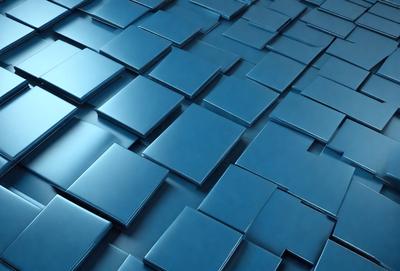 The primary subject of the image is a blue and silver patterned surface. The setting is a blue background, and the visual style appears to be a combination of digital art and illustration. The dominant colors are blue and silver, creating a modern and sleek atmosphere.
