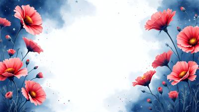 The primary subject of the image is a blank canvas with a white background. The setting is a cloudy sky, and the visual style is digital art. The colors and mood of the image are predominantly blue and white, creating a calm and serene atmosphere.