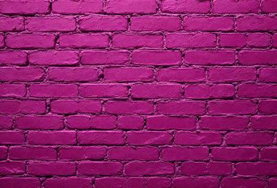 The primary subject of the image is a brick wall, which is the main object, scene, or focus of the image. The setting/background is a pink brick wall, and the visual style is a photo. The dominant colors and overall atmosphere are pink, which gives the wall a warm and inviting appearance.