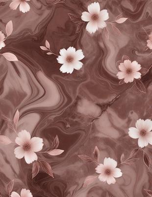 The primary subject of the image is a close-up of a flower, which is the main focus of the image. The setting is a marbled surface, which serves as the backdrop for the flower. The visual style is a combination of photo and digital art, creating a realistic yet artistic representation of the flower. The dominant colors in the image are pink and brown, giving the scene a warm and natural atmosphere.