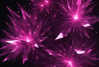 The primary subject of the image is a cluster of purple crystals or gems, which are the main objects in the scene. The setting is a dark background, which contrasts with the bright purple crystals. The visual style appears to be a digital art or illustration, as the crystals are depicted in a detailed and intricate manner. The colors and mood of the image are predominantly purple, creating a sense of mystery and beauty.