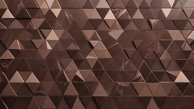 The primary subject of the image is a brown brick wall with a pattern of triangles. The setting is a room with a brown brick wall as the main object. The visual style is a close-up of the brick wall, showcasing the intricate pattern of triangles. The colors and mood of the image are warm and earthy, with the brown brick wall being the dominant color.