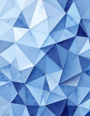 The primary subject of the image is a blue and white geometric pattern. The setting is a blue and white background, which creates a visually appealing contrast with the pattern. The visual style is a combination of digital art and illustration, giving the image a modern and artistic appearance. The dominant colors are blue and white, creating a calm and soothing atmosphere.