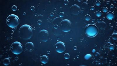 The primary subject of the image is a close-up of a blue, bubbly, and foamy substance, which appears to be a water-like substance. The setting is a dark background, which contrasts with the blue substance. The visual style is a close-up, which emphasizes the details of the blue substance. The colors and mood of the image are predominantly blue, creating a calm and serene atmosphere.