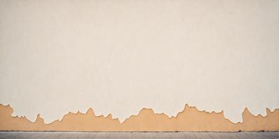 The primary subject of the image is a wall with peeling paint. The setting is a room with a white wall, and the visual style is a photo. The colors and mood of the image are predominantly white, giving it a clean and minimalist appearance.