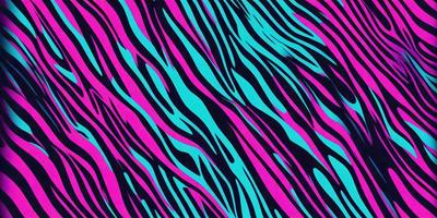 The primary subject of the image is a zebra pattern, which is a black and white striped design. The setting is a colorful background, featuring a mix of blue, pink, and green hues. The visual style is a combination of a photo and digital art, creating a unique and eye-catching design. The colors and mood of the image are vibrant and energetic, with the bold stripes and contrasting colors creating a lively and dynamic atmosphere.