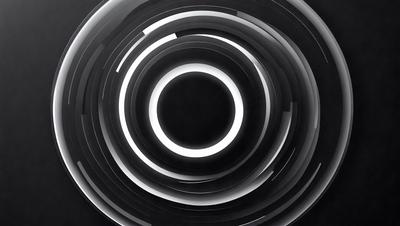 The primary subject of the image is a large, round, white circle with a black background. The circle appears to be a part of a larger, more complex design. The setting is a black background, which contrasts with the white circle. The visual style is a combination of digital art and illustration, creating a unique and eye-catching design. The colors and mood of the image are predominantly black and white, giving it a modern and minimalist appearance.