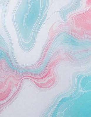 The primary subject of the image is a painting featuring a swirling, colorful design. The painting is displayed on a white wall, which serves as the setting. The visual style of the painting is a mix of digital art and illustration, creating a unique and eye-catching pattern. The dominant colors in the painting are pink, blue, and white, giving the artwork a vibrant and lively atmosphere.
