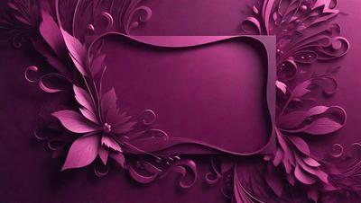 The primary subject of the image is a purple card with a floral design on it. The card is placed on a pink background, which adds a contrasting color to the scene. The visual style of the image is a combination of digital art and illustration, creating a unique and eye-catching design. The dominant colors in the image are purple and pink, giving the scene a warm and inviting atmosphere.