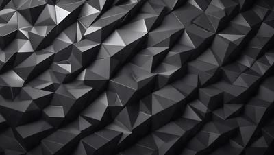The primary subject of the image is a large, intricate pattern made up of many small triangles. The pattern is black and white, giving it a modern and sophisticated appearance. The setting is a black background, which allows the pattern to stand out and be the main focus of the image. The visual style is a combination of digital art and illustration, creating a unique and eye-catching design. The colors and mood of the image are predominantly black and white, giving it a sleek and minimalist feel