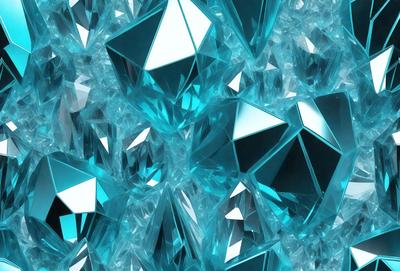 The primary subject of the image is a large number of blue crystals, which are arranged in a visually appealing manner. The setting is a blue background, which complements the blue crystals. The visual style of the image is a combination of digital art and illustration, creating a unique and eye-catching pattern. The dominant colors in the image are blue, which creates a calming and serene atmosphere.