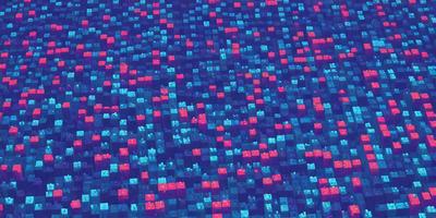 The primary subject of the image is a blue and pink patterned background. The setting is a blue and pink ocean, with a blue and pink sky above. The visual style is a digital art or illustration, creating a vibrant and colorful atmosphere. The dominant colors are blue and pink, which contribute to a lively and energetic mood.