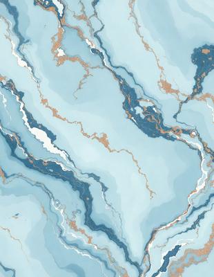 The primary subject of the image is a blue and white marble-like pattern. The setting is a blue and white marble-like surface, which could be a wall or a countertop. The visual style is a digital art or illustration, as the pattern appears to be a design or a painting. The colors and mood of the image are predominantly blue and white, creating a clean and elegant atmosphere.