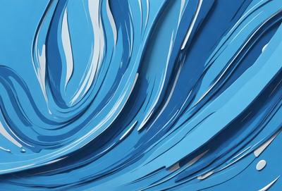 The primary subject of the image is a blue ocean wave, which is the main focus of the scene. The setting is a blue background, which complements the vibrant blue color of the wave. The visual style of the image is a combination of digital art and illustration, creating a dynamic and engaging representation of the ocean wave. The dominant colors in the image are blue, which creates a calming and serene atmosphere.