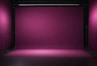 The primary subject of the image is a large pink background. The setting is a studio, with a purple screen as the backdrop. The visual style is a photo, and the colors and mood are predominantly pink, creating a warm and inviting atmosphere.