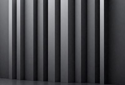 The primary subject of the image is a row of black and silver stripes. The setting is a black and white background, which creates a contrasting visual style. The image appears to be a photo, showcasing the stripes against the black and white backdrop. The colors and mood of the image are predominantly black and silver, giving it a sleek and modern appearance.