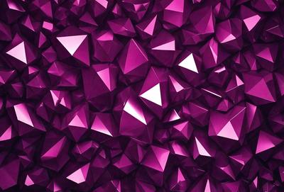 The primary subject of the image is a large, pink, geometric pattern. The pattern is composed of many small, triangular shapes, creating a visually striking and vibrant scene. The setting is a purple background, which complements the pink pattern and adds to the overall atmosphere of the image. The visual style of the image is a combination of digital art and illustration, showcasing the intricate details of the pattern. The dominant colors in the image are pink and purple, creating a warm and inviting