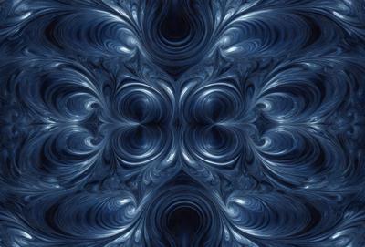 The primary subject of the image is a blue and white swirling pattern, which appears to be a digital art or illustration. The setting is a blue background, and the visual style is a combination of digital art and illustration. The dominant colors are blue and white, creating a calm and soothing atmosphere.
