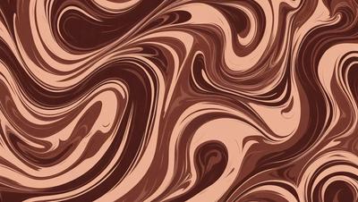 The primary subject of the image is a brown and white swirling pattern, which appears to be a chocolate-colored design. The setting is a wall, and the visual style is a combination of a photo and a digital art or illustration. The dominant colors are brown and white, creating a warm and inviting atmosphere.