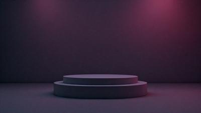 The primary subject of the image is a large, round, purple platform. The platform is situated in a purple room, which serves as the setting for the scene. The visual style of the image is a photo, capturing the purple platform and its surroundings. The dominant colors in the image are purple, creating a calm and serene atmosphere.