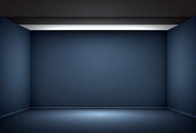 The primary subject of the image is a blue wall with a blue background. The setting appears to be a dark room, possibly a theater or a room with a blue-toned atmosphere. The visual style of the image is a black and white photo, which adds a sense of depth and contrast to the scene. The dominant colors in the image are blue, and the overall atmosphere is calm and serene.