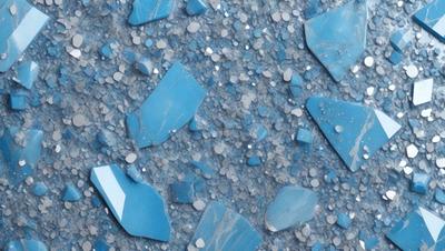 The primary subject of the image is a blue and white patterned surface, which appears to be a blue stone or a blue-tinted glass. The setting is a blue background, and the visual style is a close-up of the patterned surface. The colors and mood of the image are predominantly blue and white, creating a calm and serene atmosphere.