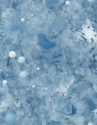 The primary subject of the image is a blue surface with white bubbles floating on it. The setting appears to be a swimming pool or a body of water with a blue tint. The visual style is a close-up of the blue surface with the white bubbles, creating a sense of depth and texture. The colors and mood of the image are predominantly blue and serene, with the white bubbles adding a touch of playfulness and liveliness to the scene.