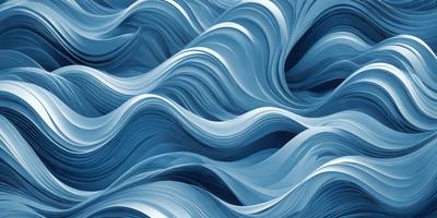 The primary subject of the image is a blue ocean with waves. The setting is the ocean, and the visual style is a digital art or illustration. The dominant colors are blue and white, creating a calm and serene atmosphere.