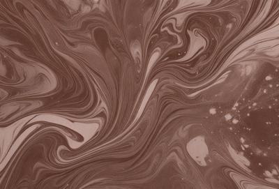 The primary subject of the image is a close-up of a brown and white marbled surface, which appears to be a patterned wallpaper or a textured wall. The setting is indoors, with the surface being the main focus of the image. The visual style is a close-up, which emphasizes the intricate details of the marbled surface. The colors and mood of the image are predominantly brown and white, giving it a warm and earthy atmosphere.