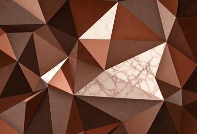 The primary subject of the image is a brown and white marble pattern. The setting is a brown and white marble wall, which serves as the background. The visual style is a combination of a photo and digital art, creating a unique and intricate pattern. The dominant colors are brown and white, giving the image a warm and earthy atmosphere.