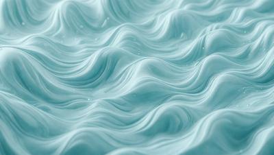 The primary subject of the image is a blue ocean with waves. The setting is the ocean, and the visual style is a photo. The dominant colors are blue and white, creating a calm and serene atmosphere.