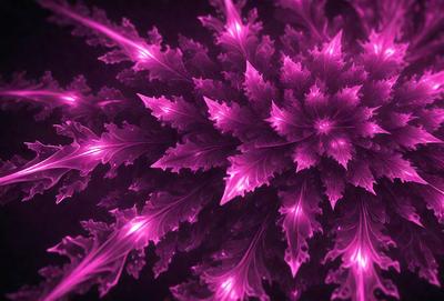 The primary subject of the image is a close-up of a purple leaf with a pink background. The leaf is the focal point of the image, and it appears to be a part of a larger plant or flower. The visual style of the image is a combination of a photo and digital art, creating a unique and eye-catching display. The colors and mood of the image are predominantly purple and pink, giving it a vibrant and lively atmosphere.