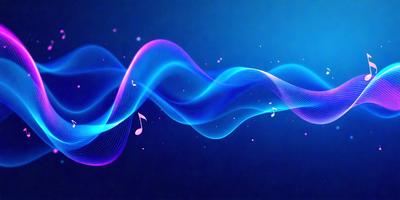 The primary subject of the image is a blue and pink wave, which is a digital art or illustration. The setting is a dark blue background, and the visual style is a combination of digital art and illustration. The dominant colors are blue and pink, creating a vibrant and lively atmosphere.