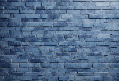 The primary subject of the image is a blue brick wall. The setting is a brick wall, and the visual style is a photo. The dominant colors are blue and white, creating a calm and serene atmosphere.