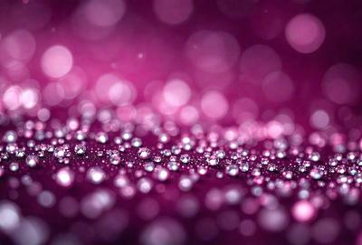 The primary subject of the image is a close-up of a purple background with a pattern of tiny, shiny, pink dots. The setting appears to be a dark room, and the visual style is a combination of a photo and digital art. The colors and mood of the image are predominantly purple and pink, creating a visually appealing and somewhat mysterious atmosphere.