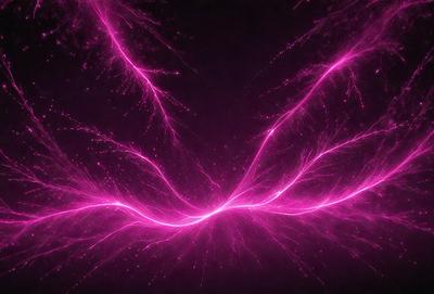 The primary subject of the image is a pink lightning bolt, which is the main object, scene, or focus of the image. The setting or background is a dark purple surface, which adds to the overall atmosphere. The visual style of the image is a digital art or illustration, as it is a digital representation of a lightning bolt. The colors and mood of the image are predominantly pink and purple, creating a vibrant and energetic atmosphere.