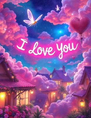Primary subject: A heart-shaped balloon with a butterfly on it.

Setting/background: A pink and purple sky with clouds.

Visual style: Digital art.

Colors and mood: The colors are predominantly pink and purple, creating a warm and romantic atmosphere.