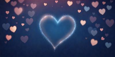 The primary subject of the image is a heart-shaped object, which is a digital art or illustration. The heart is set against a blue background, giving it a cool and modern appearance. The visual style of the image suggests that it is a digital art or illustration, rather than a photo or a traditional drawing. The heart's design and the blue background create a sense of calmness and tranquility, evoking feelings of love and affection.