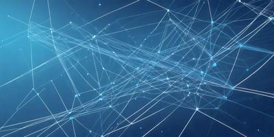 The primary subject of the image is a blue background with a pattern of white lines. The setting appears to be a digital art or illustration, as the lines are intricately intertwined and create a complex, interconnected design. The visual style is a combination of digital art and a blue-toned, textured background. The colors and mood of the image are predominantly blue and white, creating a sense of calmness and sophistication.